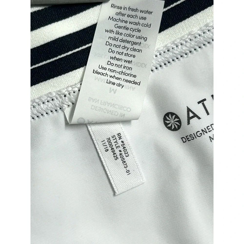 Athleta Women's Gold Coast Floral Band Swim Bikini Bottoms White Size Medium NEW